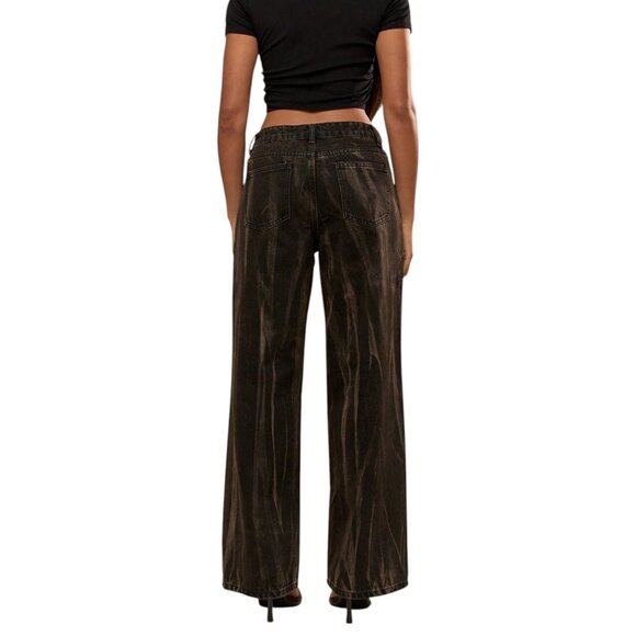 Missguided Punk Washed Patterned Wide Leg Jeans Size 29 - Picture 4 of 9